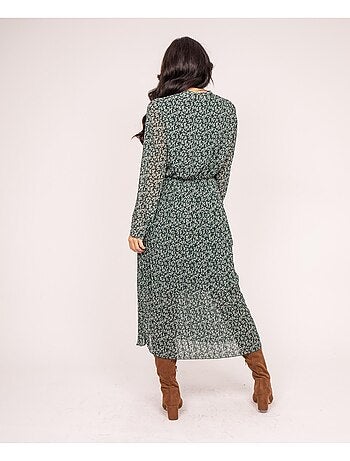 Robe longue motifs plissée IFLOR