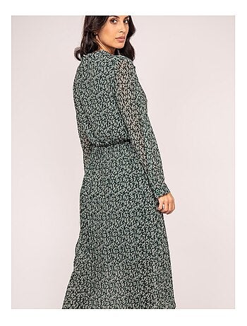 Robe longue motifs plissée IFLOR