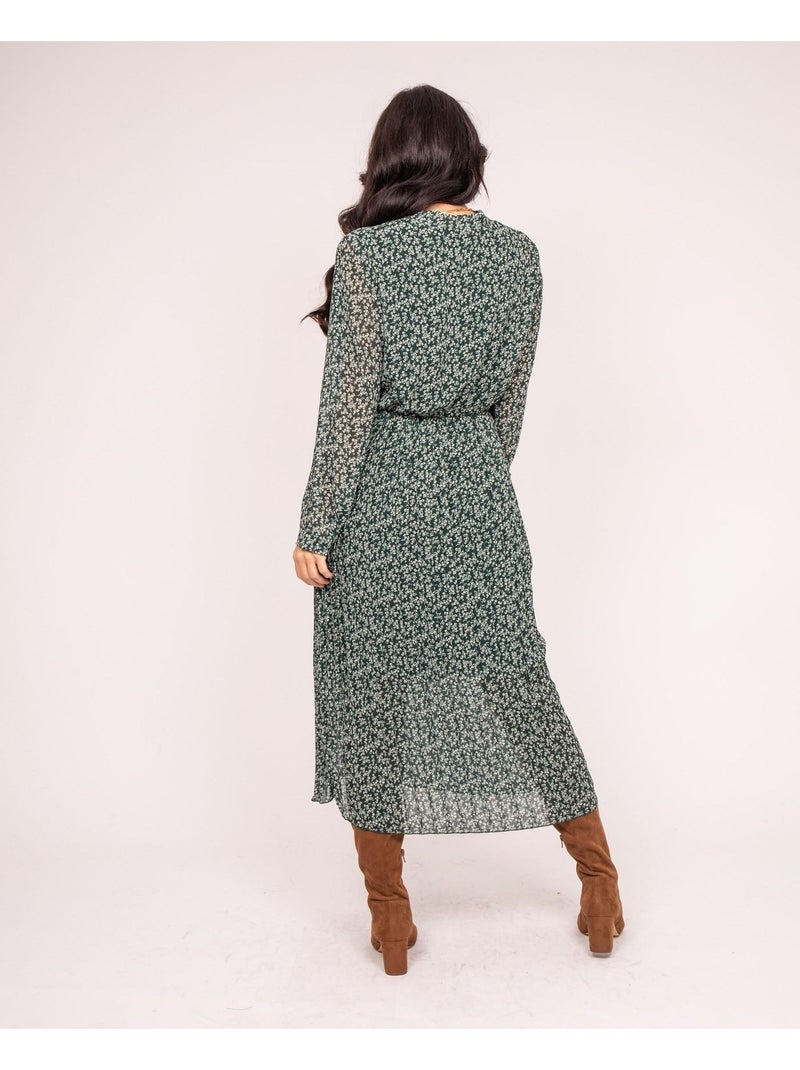 Robe longue motifs plissée IFLOR Beige - Kiabi