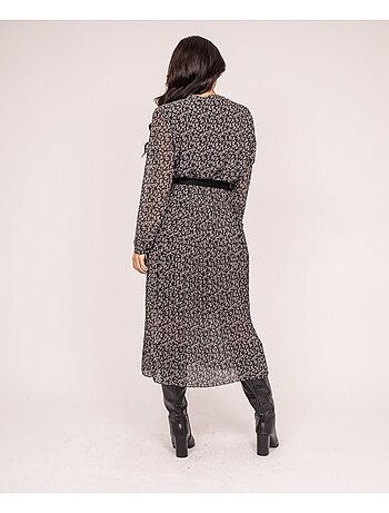 Robe longue motifs plissée IFLOR