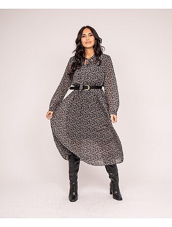 Robe longue motifs plissée IFLOR