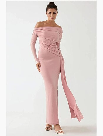 Robe longue moulante à col asymétrique hiccup