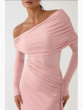 Robe longue moulante à col asymétrique hiccup