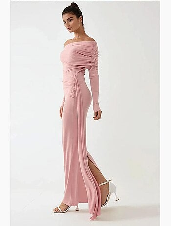 Robe longue moulante à col asymétrique hiccup