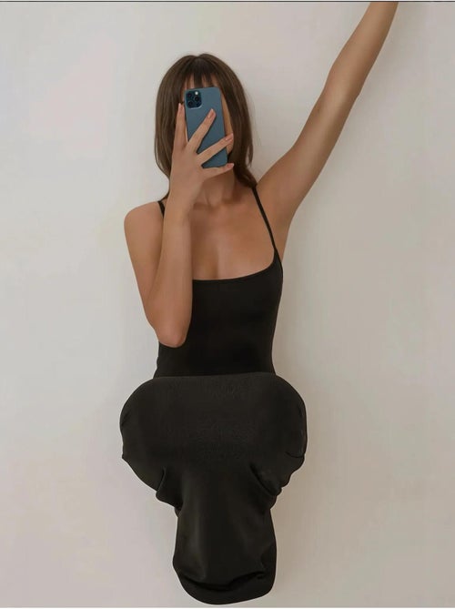 Robe longue moulante à col carré - Kiabi