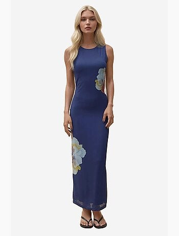Robe longue moulante à col ras du cou et à fleurs hiccup