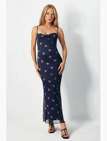 Robe longue moulante à imprimé léopard hiccup