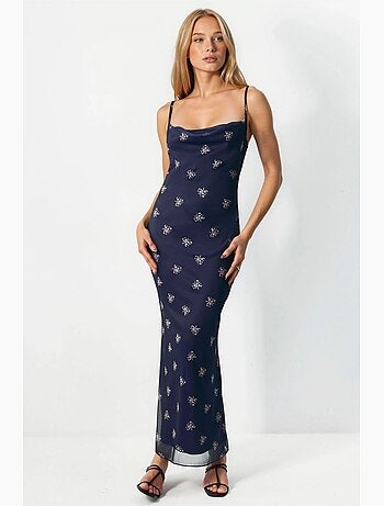 Robe longue moulante à imprimé léopard hiccup
