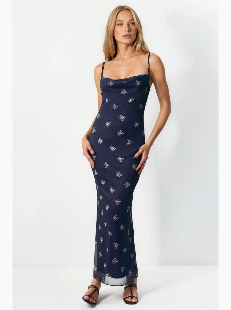 Robe longue moulante à imprimé léopard hiccup Bleu marine - Kiabi