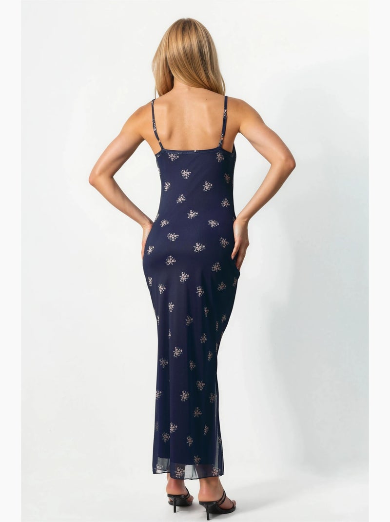 Robe longue moulante à imprimé léopard hiccup Bleu marine - Kiabi