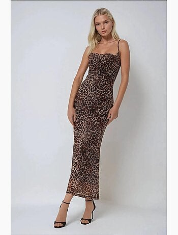 Robe longue moulante à imprimé léopard hiccup