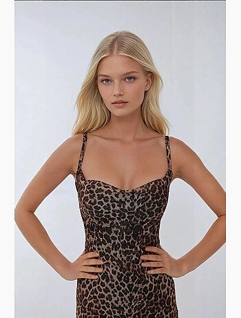 Robe longue moulante à imprimé léopard hiccup