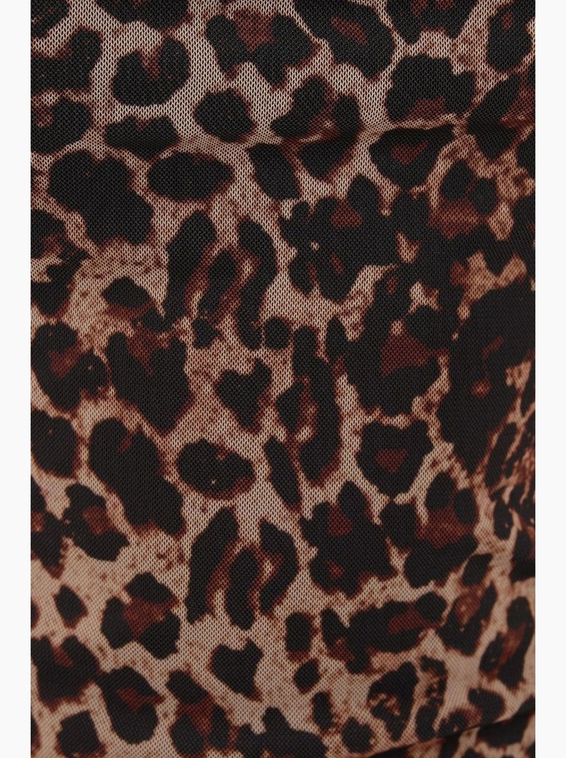 Robe longue moulante à imprimé léopard hiccup Marron - Kiabi