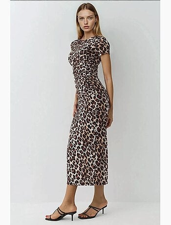 Robe longue moulante à imprimé léopard hiccup