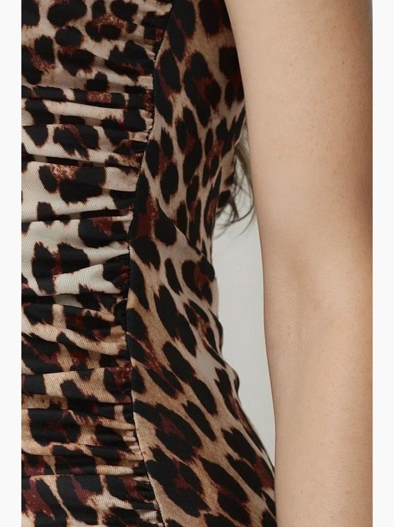 Robe longue moulante à imprimé léopard hiccup Multicolore - Kiabi