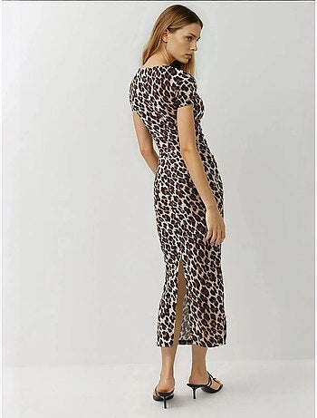 Robe Longue Moulante À Imprimé Léopard