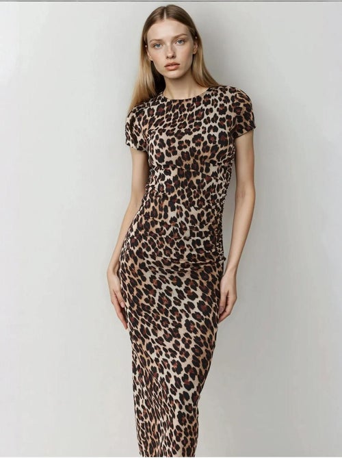 Robe Longue Moulante À Imprimé Léopard - Kiabi