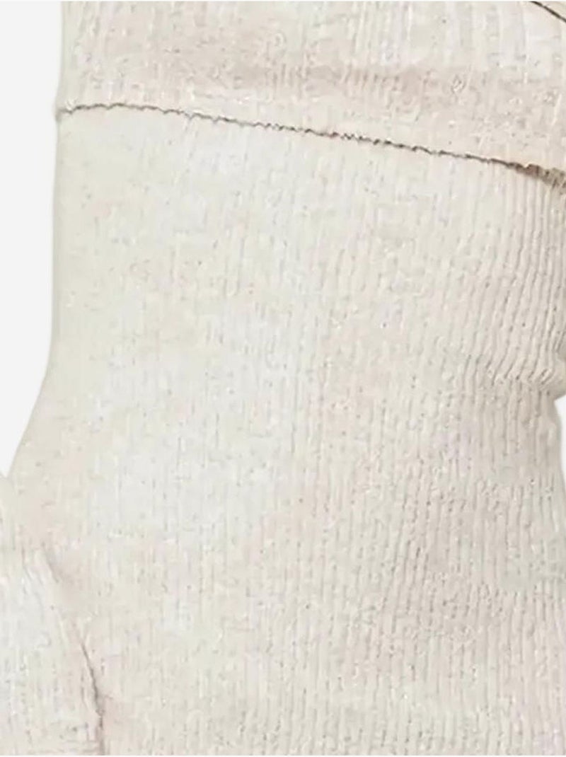 Robe longue moulante côtelée à épaules dénudées Beige naturel - Kiabi