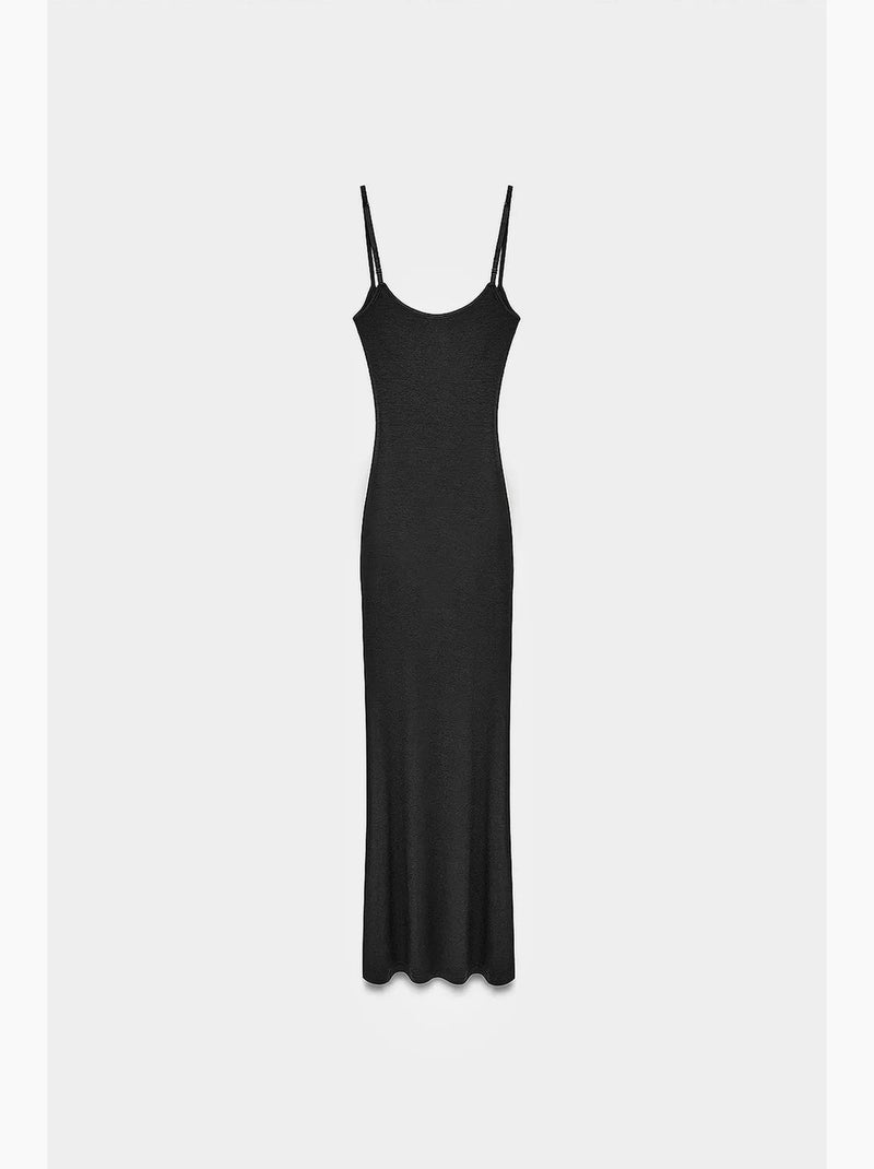 Robe longue moulante côtelée dilvin Noir - Kiabi