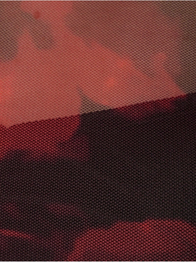 Robe longue moulante en maille à imprimé floral Rouge - Kiabi