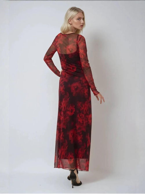 Robe longue moulante en maille à imprimé floral - Kiabi Robe longue moulante en maille à imprimé floral - Kiabi