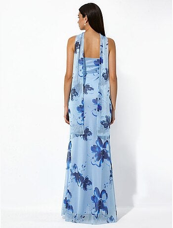 Robe longue moulante fleurie sans bretelles