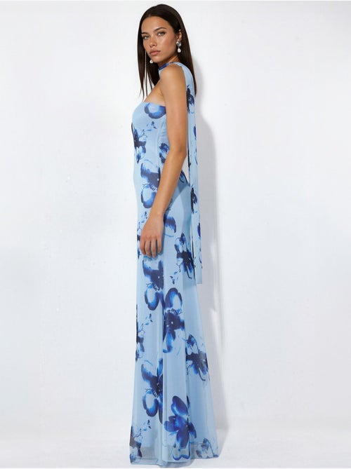 Robe longue moulante fleurie sans bretelles - Kiabi