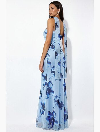 Robe longue moulante fleurie sans bretelles hiccup