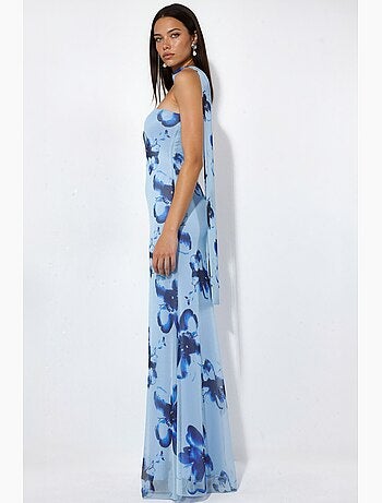 Robe longue moulante fleurie sans bretelles hiccup