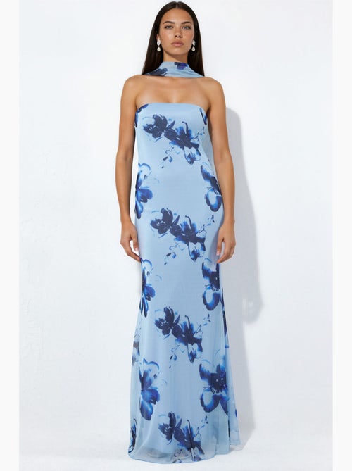 Robe longue moulante fleurie sans bretelles hiccup - Kiabi