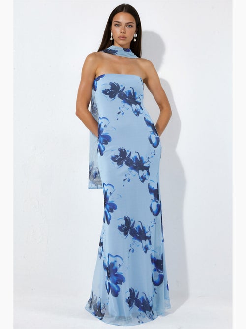 Robe longue moulante fleurie sans bretelles hiccup - Kiabi