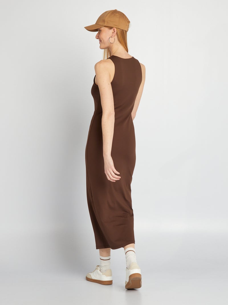 Robe longue moulante Marron - Kiabi