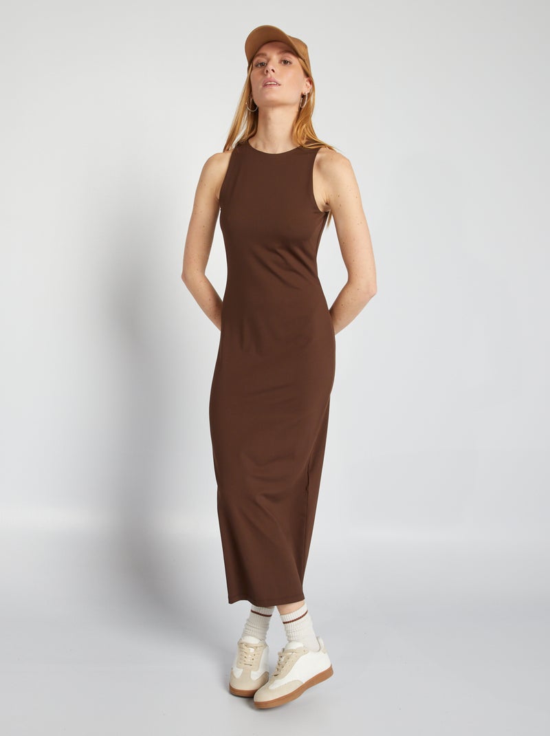 Robe longue moulante Marron - Kiabi