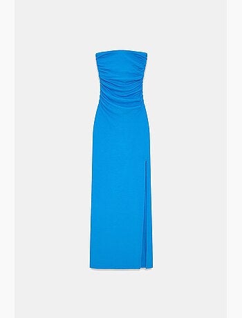 Robe longue moulante sans bretelles avec fente dilvin