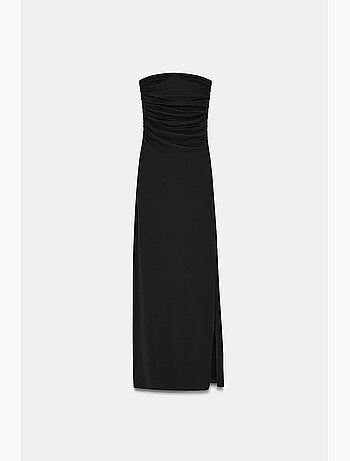 Robe longue moulante sans bretelles avec fente dilvin