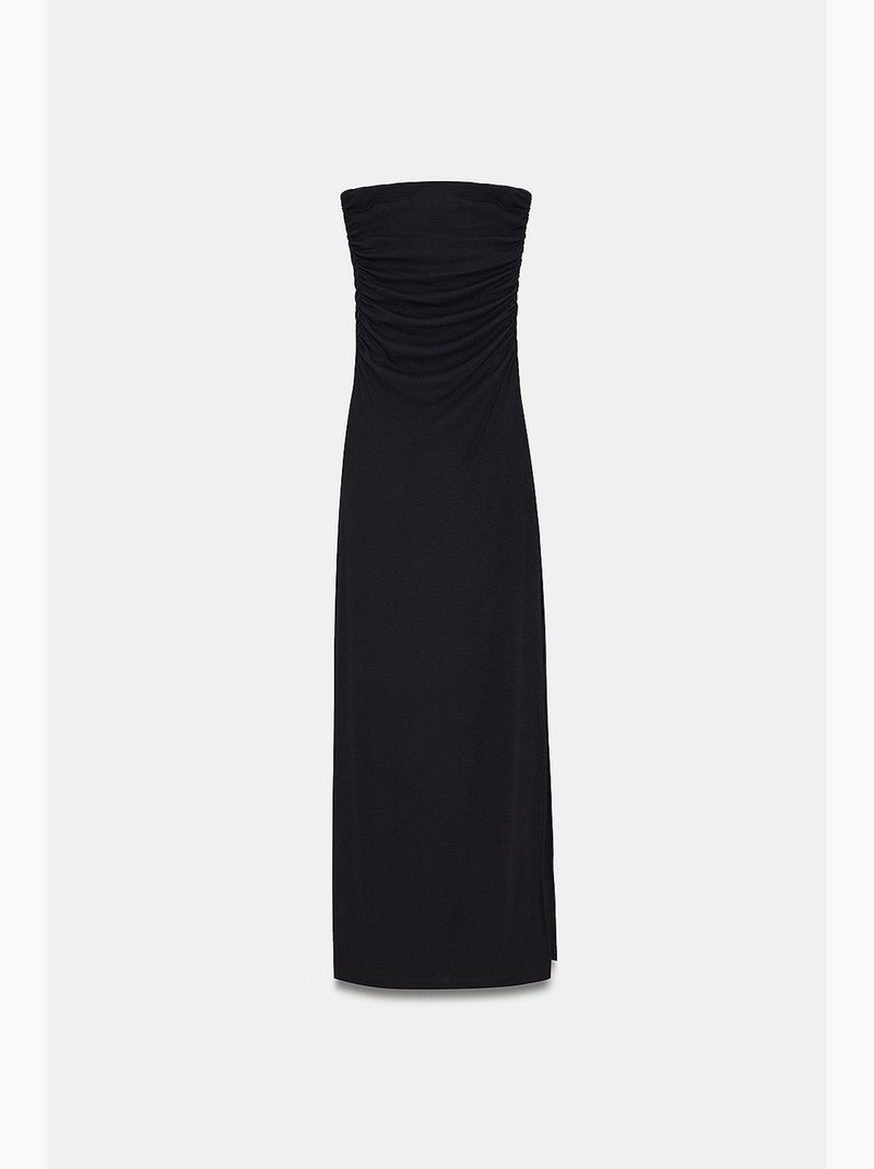 Robe longue moulante sans bretelles avec fente dilvin Noir - Kiabi