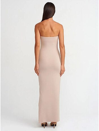 Robe longue moulante sans bretelles fendue dilvin