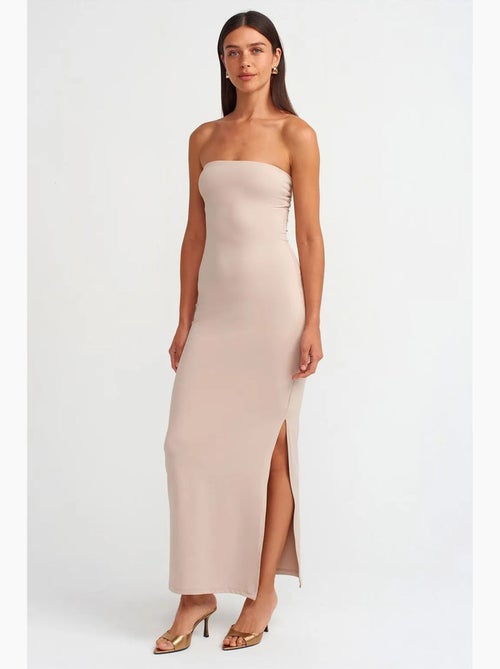 Robe longue moulante sans bretelles fendue dilvin - Kiabi