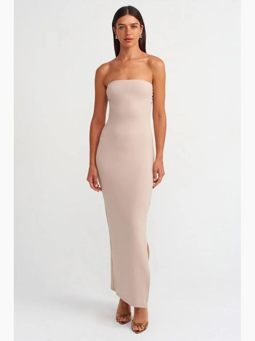 Robe longue moulante sans bretelles fendue dilvin - Kiabi