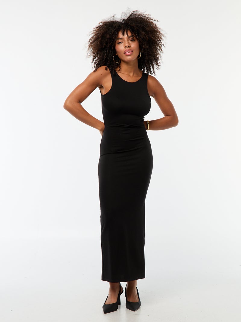 Robe longue moulante sans manches avec dos ouvert Noir - Kiabi