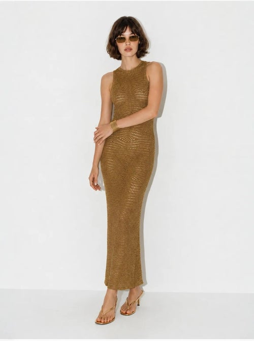Robe longue moulante sans manches en viscose texturée lucci - Kiabi
