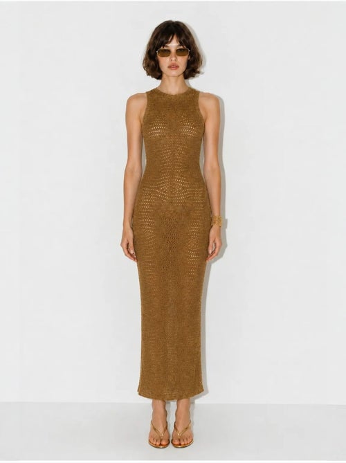 Robe longue moulante sans manches en viscose texturée lucci - Kiabi