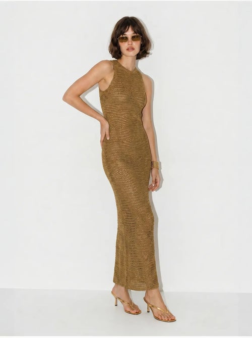 Robe longue moulante sans manches en viscose texturée lucci - Kiabi