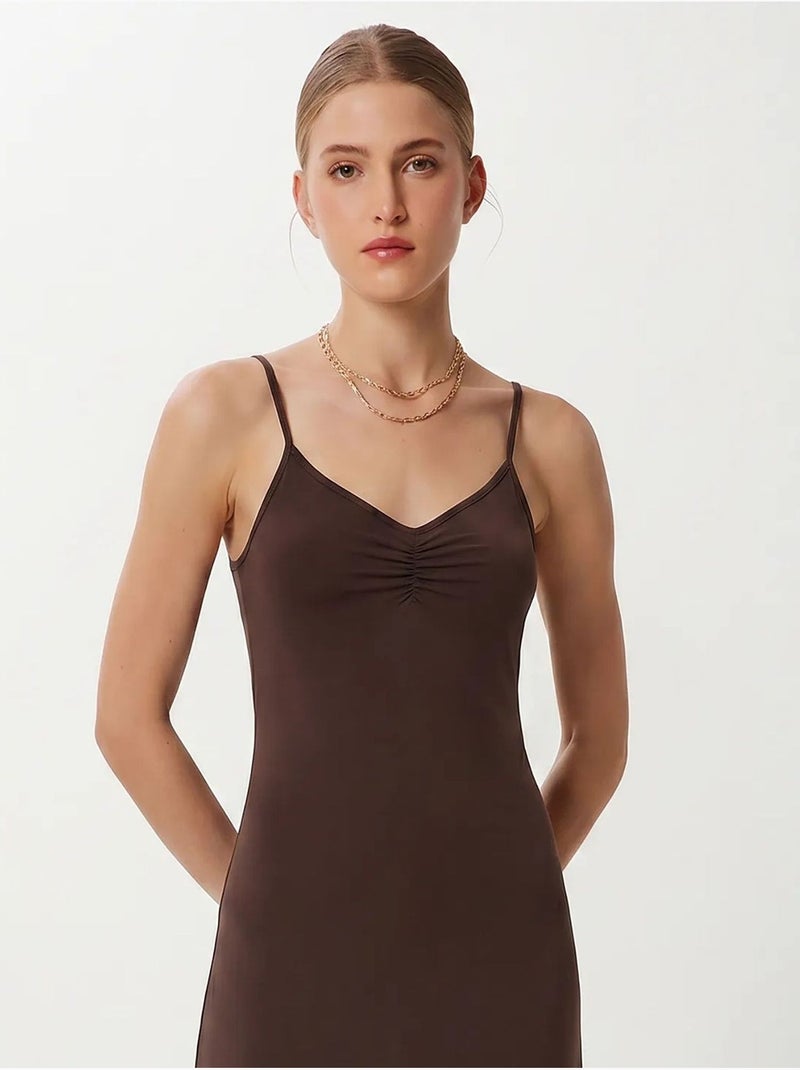 Robe longue moulante sans manches istanbul Marron chocolat - Kiabi