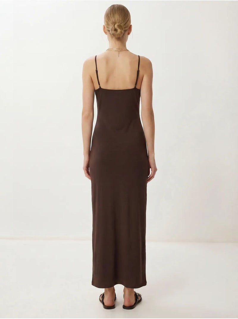 Robe longue moulante sans manches istanbul Marron chocolat - Kiabi