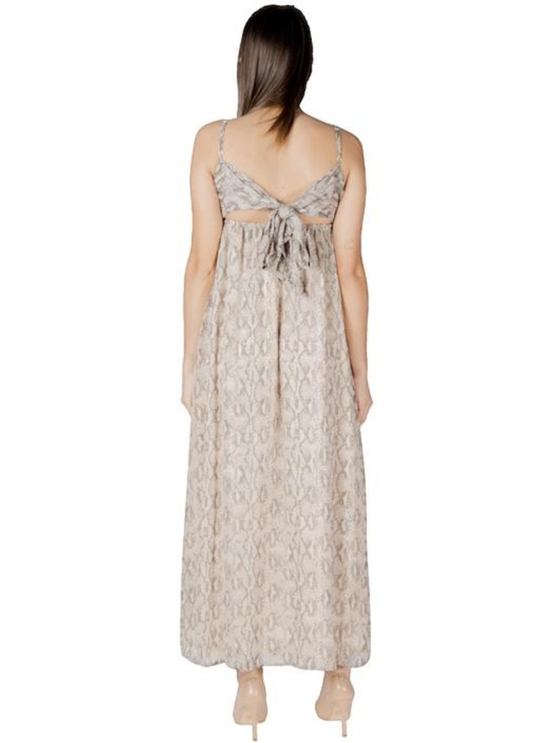 Robe longue Onlsadia Life Strap Bow Maxi Wvn en polyester recyclé Only Beige - Kiabi