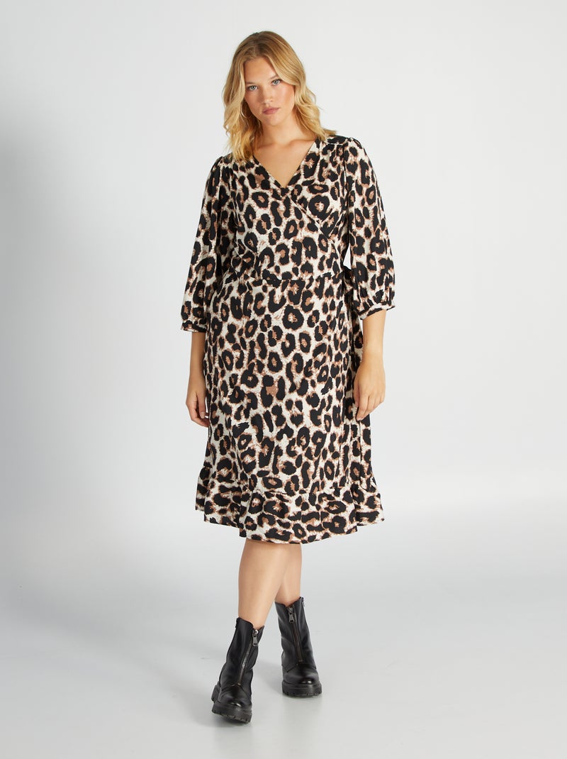 Robe longue ouverture portefeuille 'Only Carmakoma' Marron - Kiabi