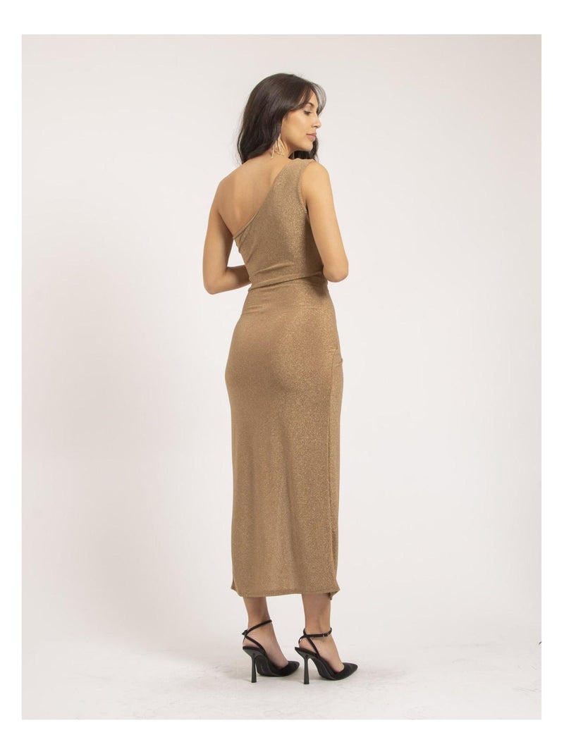 Robe longue paillettes IPOLINA Beige - Kiabi