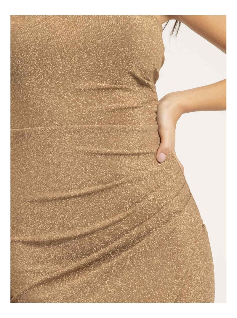 Robe longue paillettes IPOLINA Beige - Kiabi