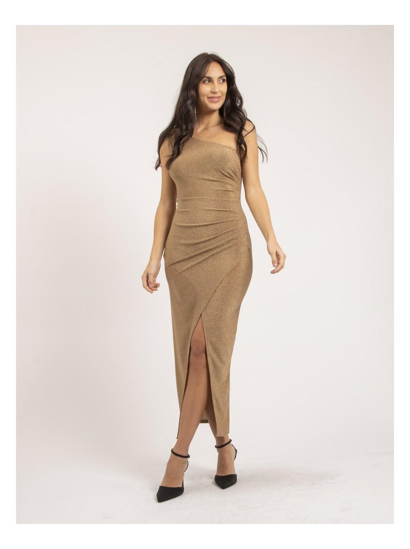 Robe longue paillettes IPOLINA Beige - Kiabi